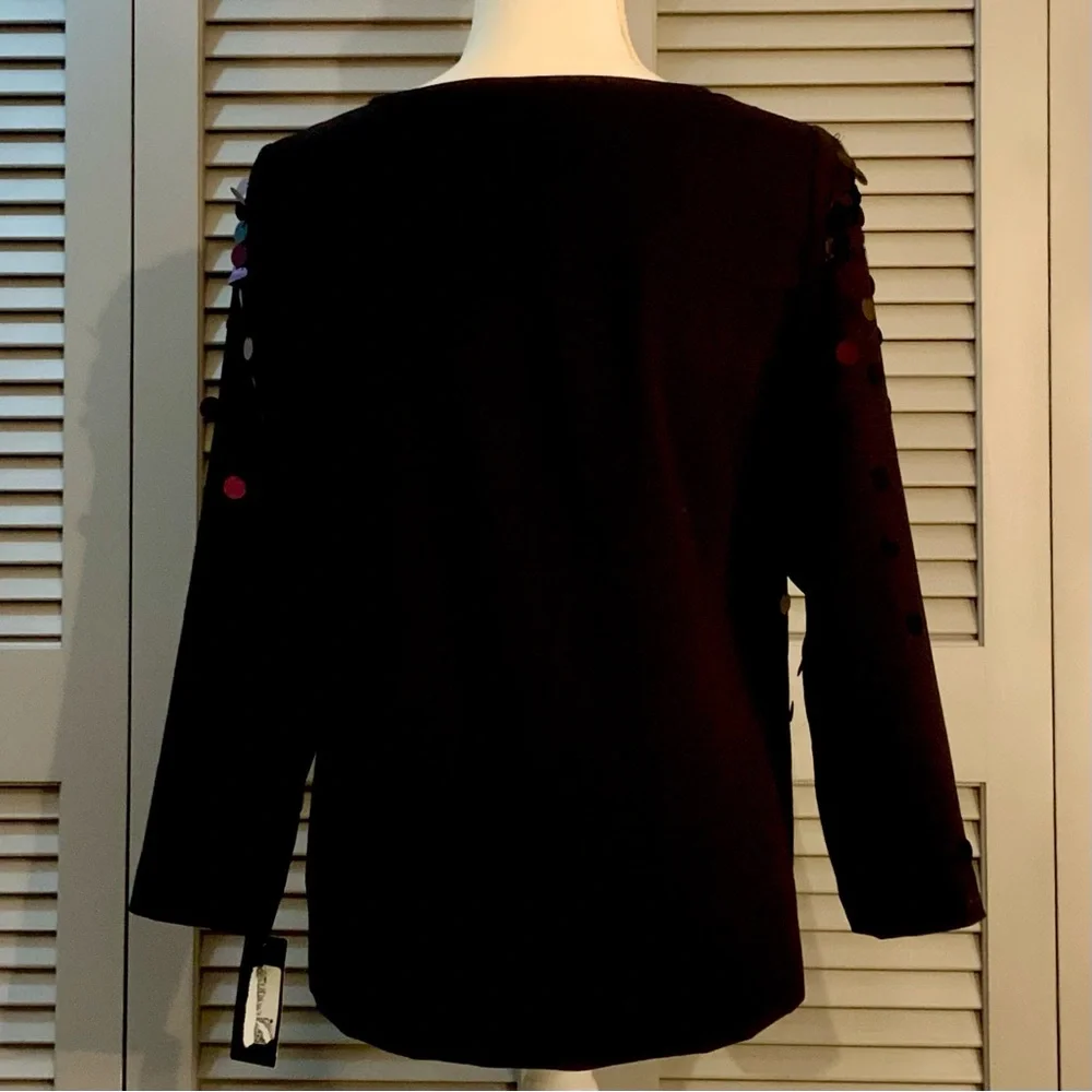 NWT Alfani Black/Gilded Plum Sequin Embellished Top - Picture 8 of 12
